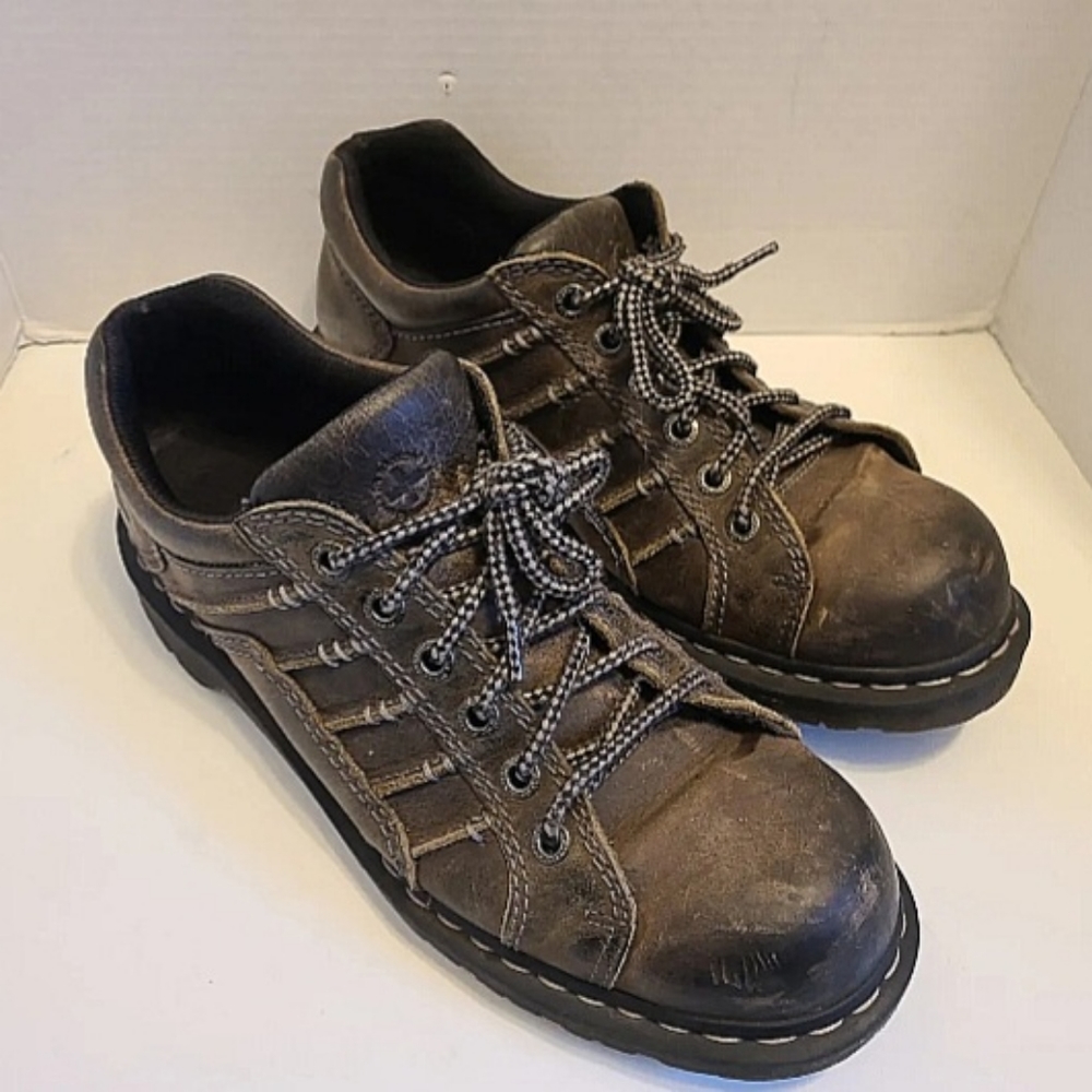 Dr. Martens Kay Oxfords Distressed Leather Shoe Keith Chunky Lug Sole Y2k